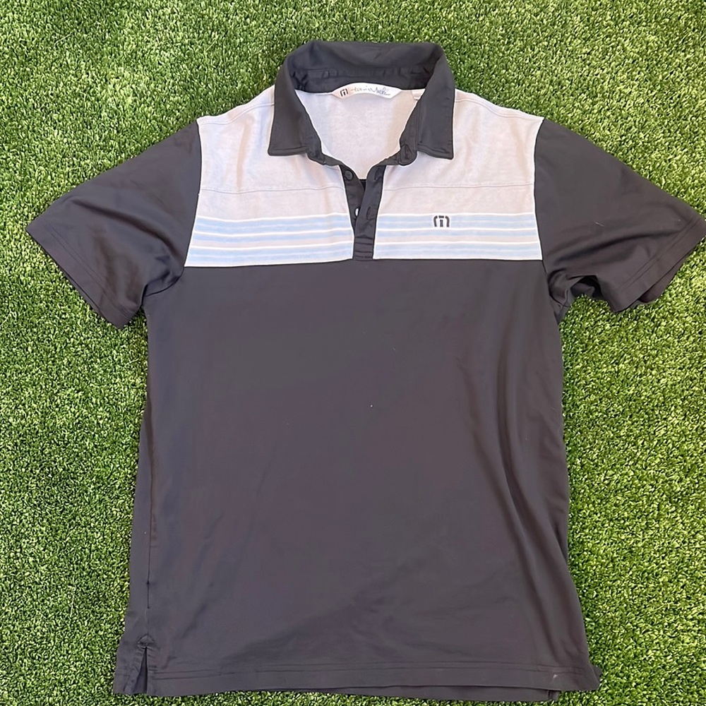 Travis Matthew Black and Navy Golf Polo
